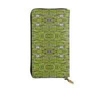 ESNAIUVCD Portefeuille multifonction en cuir véritable avec imprimé pavé de pierre de mousse pour femme et homme, fermeture éclair autour du grand sac à main de voyage pour téléphone portable