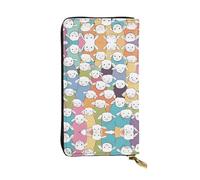 ESNAIUVCD Portefeuille multifonction en cuir véritable avec motif de mouton mignon et coloré pour femme et homme, fermeture éclair autour du grand sac à main pour téléphone portable