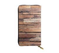 ESNAIUVCD Portefeuille multifonction en cuir véritable avec panneaux en bois pour femme et homme, fermeture éclair autour du grand sac à main de voyage pour téléphone portable, Noir , Taille unique