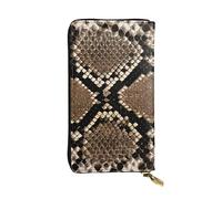 ESNAIUVCD Portefeuille multifonction en cuir véritable imprimé serpentine pour femme et homme avec fermeture éclair sur le pourtour, Noir , Taille unique