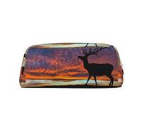 ESNAIUVCD Red Deer Bull Elk Trousse à crayons avec fermeture éclair et fermeture éclair - Multifonctionnelle - Trousse de maquillage, doré, Taille unique, Trousse de beauté