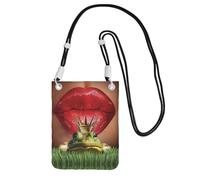 ESNAIUVCD Red Lips Getting Ready to Kiss A Frog Print Carry A Mobile Phone Bag Diagonally, Crossbody Bag, Suitable for Carry Mobile Phone Change, etc, Noir , Taille unique
