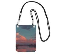 ESNAIUVCD River and The Great Sky Print Carry A Mobile Phone Bag Diagonally, Crossbody Bag, Suitable for Transport Mobile Phone Change, etc, Noir , Taille unique