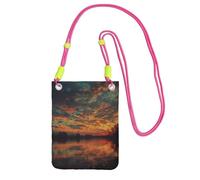 ESNAIUVCD River and The Great Sky Print Carry A Mobile Phone Bag Diagonally, Crossbody Bag, Suitable for Transport Mobile Phone Change, etc, Fuchsia, Taille unique