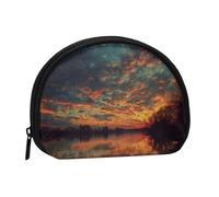 ESNAIUVCD River and The Great Sky Print Mini sac de rangement portable en forme de coquillage pour petite pièce de monnaie
