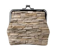 ESNAIUVCD Rustic Rocks Portefeuille en cuir avec imprimé mur de brique et verrou de baiser Porte-monnaie pour femme Cadre en fer Portefeuille compact à main