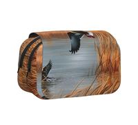ESNAIUVCD Sac à stylos double couche avec imprimé canard sauvage de chasse, convient pour les garçons, les filles et les adultes, cette trousse de bureau avec compartiment, Noir , Taille unique