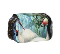ESNAIUVCD Sac à stylos double couche avec imprimé grue chinoise, oiseaux, pêcher, grande capacité, convient pour les garçons, les filles et les adultes, cette trousse de bureau avec compartiment, Noir