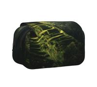 ESNAIUVCD Sac à stylos double couche imprimé champs en terrasses à Bali, convient pour les garçons, les filles et les adultes, cette trousse de bureau avec compartiment