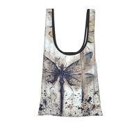 ESNAIUVCD Sacs d'épicerie modernes avec imprimé libellule réutilisable, pliable, lavable dans une pochette écologique, sac de courses pour le chargement quotidien