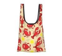 ESNAIUVCD Sacs d'épicerie réutilisables, pliables et lavables, imprimés homard et crabe, pliables dans une pochette, sac fourre-tout écologique, chargement quotidien