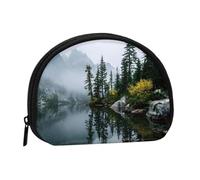 ESNAIUVCD Serene Lake Mini sac de rangement portable en forme de coquillage avec imprimé reflet