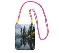 ESNAIUVCD Serene Lake Reflection Print Carry A Mobile Phone Bag Diagonalement, Sac à bandoulière, adapté pour transporter le téléphone portable, etc, Fuchsia, Taille unique