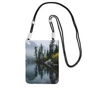 ESNAIUVCD Serene Lake Reflection Print Carry A Mobile Phone Bag Diagonalement, Sac à bandoulière, adapté pour transporter le téléphone portable, etc, Noir , Taille unique