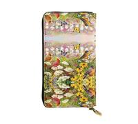 ESNAIUVCD Sparrow Birds Sing Print Portefeuille en cuir véritable pour femme et homme, sac à main multifonction, fermeture éclair, grand sac à main de voyage pour téléphone portable, Noir , Taille