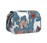 ESNAIUVCD Sweet Basset Hound Sac à stylos double couche avec imprimé floral, convient pour les garçons, les filles et les adultes, cette trousse de bureau avec compartiment, Noir , Taille unique