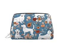ESNAIUVCD Sweet Basset Hound Sac de maquillage imprimé floral, sac cosmétique, sac à cosmétiques en cuir PU pour femme avec dragonne, Argenté., Taille unique