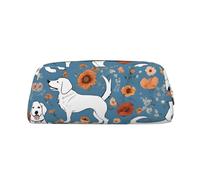 ESNAIUVCD Sweet Basset Hound Trousse à crayons avec fermeture éclair - Grande trousse multifonction pour le travail et le maquillage, doré, Taille unique, Trousse de beauté