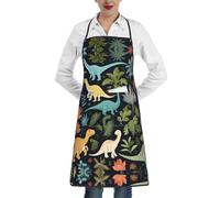 ESNAIUVCD Tablier unisexe avec imprimé dinosaure mignon pour adulte, tablier de cuisine pour cuisine, pâtisserie, jardinage, hôtel, blanc, taille unique