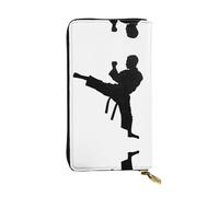 ESNAIUVCD Taekwondo Portefeuille multifonction en cuir véritable avec imprimé arts martiaux pour téléphone portable, Noir , Taille unique
