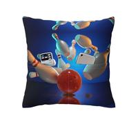 ESNAIUVCD Taie d'oreiller en lin avec poches de rangement Motif boule de bowling