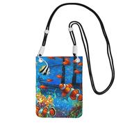 ESNAIUVCD The Underwater World Tropical Fish Print Carry A Mobile Phone Bag Diagonally, Crossbody Bag, Suitable for Transport Mobile Phone Change, etc, Noir , Taille unique