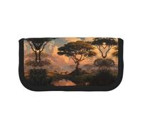 ESNAIUVCD Trousse à crayons avec double fermeture éclair pour l'école ou le bureau Motif savane africaine