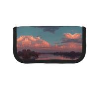 ESNAIUVCD Trousse à crayons avec impression River and The Great Sky - Grande capacité - Trousse de maquillage durable pour étudiants - Avec double fermeture éclair - Pour école/bureau