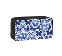 ESNAIUVCD Trousse à crayons avec imprimé papillons bleus pour garçons et filles, trousse à crayons pour l'école secondaire pour enfants et filles