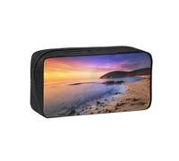 ESNAIUVCD Trousse à crayons avec imprimé soleil levant sur la plage pour garçons et filles, trousse à crayons pour l'école secondaire pour enfants et filles