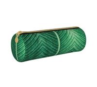 ESNAIUVCD Trousse à crayons cylindrique en cuir PU de haute qualité avec imprimé feuilles tropicales d'été, blanc, Taille unique, Trousse de beauté