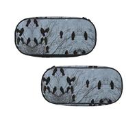 ESNAIUVCD Trousse à crayons portable avec imprimé corbeau noir et oiseaux pour adolescents, garçons, étudiants