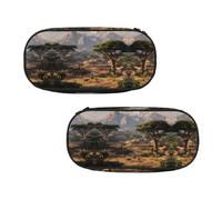 ESNAIUVCD Trousse à crayons portable avec imprimé savane africaine pour adolescents, garçons, étudiants