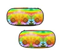 ESNAIUVCD Trousse à crayons portable avec imprimé tournesol coloré 3D pour adolescents, garçons, étudiants