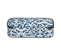 ESNAIUVCD Trousse à crayons pour enfants avec imprimé papillons bleus - Grande capacité - Trousse à crayons pour l'école primaire