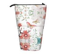 ESNAIUVCD Trousse à crayons rétractable personnalisée avec impression de papillons et de fleurs pour étudiants, enfants, adultes, pour l'école, le bureau