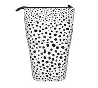 ESNAIUVCD Trousse à crayons rétractable personnalisée avec imprimé à pois noirs et blancs pour étudiants, enfants, adultes, pour l'école, le bureau