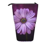 ESNAIUVCD Trousse à crayons rétractable personnalisée avec imprimé chrysanthème violet avec nom de signature personnalisée pour étudiants, enfants, adultes, pour l'école, le bureau