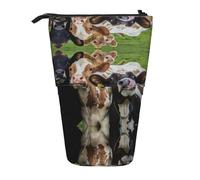 ESNAIUVCD Trousse à crayons rétractable personnalisée avec imprimé vache prairie, pochette à crayons pour étudiants, enfants, adultes, pour l'école, le bureau