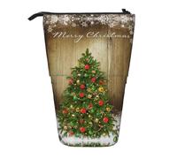 ESNAIUVCD Trousse à crayons rétractable personnalisée avec motif arbre de Noël rouge avec nom signature personnalisée pour étudiants, enfants, adultes, pour l'école, le bureau