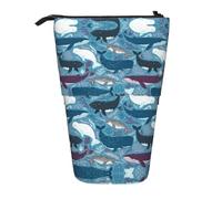 ESNAIUVCD Trousse à crayons rétractable personnalisée avec motif baleine pour étudiants, enfants et adultes, pour l'école, le bureau