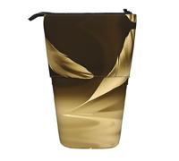 ESNAIUVCD Trousse à crayons rétractable personnalisée avec motif plumes dorées pour étudiants, enfants, adultes, pour l'école, le bureau