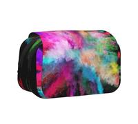 ESNAIUVCD Trousse à stylos double couche avec impression explosion de couleur, convient pour les garçons, les filles et les adultes, cette trousse de bureau avec compartiment, Noir , Taille unique