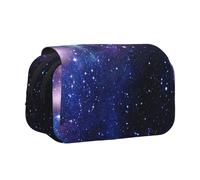 ESNAIUVCD Trousse à stylos double couche avec impression galaxie bleue et violette, convient pour les garçons, les filles et les adultes, cette trousse de bureau avec compartiment, Noir , Taille