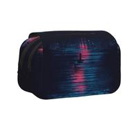 ESNAIUVCD Trousse à stylos double couche avec imprimé arbres réflexions du lac spatial, convient pour les garçons, les filles et les adultes, cette trousse de bureau avec compartiment, Noir , Taille