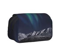 ESNAIUVCD Trousse à stylos double couche avec imprimé aurore, convient pour les garçons, les filles et les adultes, cette trousse de bureau avec compartiment, Noir , Taille unique, Trousse de beauté