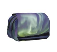 ESNAIUVCD Trousse à stylos double couche avec imprimé aurore, convient pour les garçons, les filles et les adultes, cette trousse de bureau avec compartiment, Noir , Taille unique, Trousse de beauté