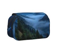 ESNAIUVCD Trousse à stylos double couche avec imprimé brume bleue, convient pour les garçons, les filles et les adultes, cette trousse de bureau avec compartiment