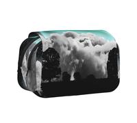 ESNAIUVCD Trousse à stylos double couche avec imprimé espace et lune, convient pour les garçons, les filles et les adultes, cette trousse de bureau avec compartiment, Noir , Taille unique, Trousse de