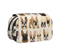 ESNAIUVCD Trousse à stylos double couche avec imprimé « I Love French Bulldog », convient pour les garçons, les filles et les adultes, cette trousse de bureau avec compartiment, Noir , Taille unique